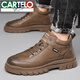 卡帝乐鳄鱼（CARTELO）高档马丁靴男款冬季高帮棉皮鞋男鞋英伦工装真皮棉鞋男士短靴子 黑色增高单鞋2679 40