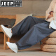 Jeep Spirit Pantalones de lino de estilo chino Yoga Tai Chi suelto de gran tamaño, flores de pierna ancha, lino, pantalones casuales, grises 2xl