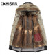 
Caesar; KAISER Men's Park Over Raccoon Fur Collar Mink Inner Nicot Men's Mid-Length Mink Coat Winter Luxury Men's Clothing Black 48 (170/92A)
