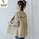 Woodpecker short windbreaker for women petite 2024 new spring and autumn Korean style temperament and style women's khaki windbreaker jacket khaki version with lining L Recommendation 106-120