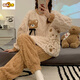 Moliana Coral Velvet Pajamas para mujeres en invierno de la manga larga en espesas lindas ropa para el hogar de franela y estilo de otoño se pueden usar fuera de SSM-679# M 75-100Jin [Jin equivale a 0.5 kg]