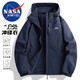 NASA MARVEL jacket men's spring and autumn trendy brand jacket long-sleeved hooded trendy loose sports couple model black XL