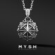 Mingyang Decorative Sea MYSH 925 silver eight-pointed star sea compass necklace men's retro high-end versatile trendy original pendant Star sea compass pendant + cross silver chain-60cm