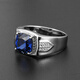 Pu Lian square tanzanite sapphire ring men's 925 sterling silver gold-plated inlaid colored gemstone ring trendy personality No. 14-54mm