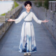 安妮优儿男童汉服中国风少爷公子秋装儿童古装帅气学生国学服 灰色 140