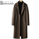New double-sided cashmere coat for men, thickened slim fit lining, extended woolen woolen windbreaker woolen coat, black L
