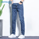 真维斯（JEANSWEST）牛仔裤男2025夏季棉弹时尚男裤直筒裤男牛仔长裤子男深蓝32