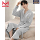 Catman MIIOW waffle bathrobe men's spring and autumn pure cotton medium-length men's nightgown 2025 new absorbent integrated bathrobe LJ96827 M [weight 100-120Jin [Jin equals 0.5 kg]]