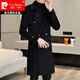 皮尔卡丹（pierre cardin）毛呢大衣男中长款帅气腰带修身羊绒呢子外套羊毛双面呢子风衣针织 咖啡色 175/L【建议110-125斤】