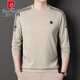 皮尔卡丹（pierre cardin）2024春秋新款男士桑蚕丝长袖t恤宽松圆领卫衣男装体恤打底衫上衣 6625绿色 170/L码【建议体重125-140斤】