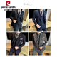 Pierre Cardin beaded lapel collar dark striped double-breasted suit men's suit business formal decoration height quality suit three-piece black (single suit) free tie XL (125-140Jin Jin equals 0.5 kg)