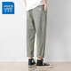 Jeanswest casual pants men's spring and summer new trendy loose versatile nine-point men's pants thin cotton teen straight-leg pants 9904 deep khaki L
