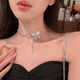PEI Nanwei Flash Bohrer Schmetterling Halskette für Frauen mit leichtem Luxus-Nischen-Design trendy und High-End-Schlangekettenkette Halskette Schmetterlingsanhänger für Frauen, Blitzbohrer Schmetterling Halskette