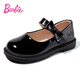 
Barbie children's leather shoes spring and autumn bright black leather shoes girls loafers girls small leather shoes DA6057 black size 38