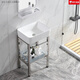 Broad House Small Apartment Simple Wash Basin Set Floor-Sanding Ceramic Wash Basin Bathroal Wash Basin Piscine Balcon de support extérieur Modèle 4837 (Basin + Rack + Robinet)