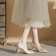 Yunshun tacones altos al estilo de noche francés Toe suave zapatos individuales nuevos tacón grueso zapatos de boda de boda elegante satén boca zapatos para mujeres zapatos de albaricoque 丨 altura del tacón 6cm 37