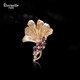 Eternelle French eternal ginkgo leaf brooch high-end exquisite European and American light luxury accessories crystal corsage brooch