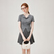 Fan Silann Sweet Hot Girls Flocking Bow Knited Camiseta 2024 Summer NUEVA LOPE SLIM 12529 GRIS XS