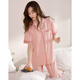 Modal Pyjamas für Frauen im Sommer Reine Baumwoll-Kurzärmer-Hosen alle Baumwolldünnen im Sommer High-End-Sommer-Heimkleidung 12044 Schwarz M (160): Geeignet für 80-100jin [Jin Equals gleich 0,5 kg] Verschleiß