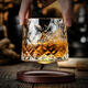 NOTICS whiskey cup household crystal wine cup light luxury high-end tumbler rotating glass beer cup with coaster cut flower + snowflake + diamond + water pattern 280ml 4 pieces