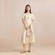 Veromoda Kleid 2024 Frühjahr neue Fünf-Cent-Ärmeln Schlanker Temperament Print Holiday Style S85 White 160/80a/S