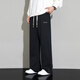 Chen Xuan trendy brand large size men's casual pants fat loose straight wide leg sports pants plus fat enlarged men's drape sweatpants black 9XL (280-300Jin Jin is equal to 0.5 kg)