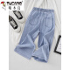 Pantalones de mezclilla de tenis delgada de carpintero de carpintería para mujeres en 2025 Summer Nuevo hielo ligero de seda alta Pantalones de pierna ancha versátiles azules claros 738 m recomendados/95-105Jin [Jin equivale a 0.5 kg]