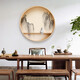 Shangjin Meishe New Chinese style entrance decorative painting tea room Zen solid wood round hanging painting living room corridor landscape painting ink painting J style - Jingyouxinsheng version diameter 60cm