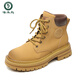 Specht Martin Boots Frauen 2025 neue Bumblebee Kurzstiefel Frauen Frühling und Herbst Single Stiefel Echtes Leder Dicke Sohle große gelbe Stiefel Großgröße 42 gelbe Single Little 36