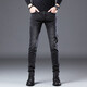 Romon Black Jeans Spring y Autumn Slim Feet Small Pequeños Pantalones casuales de hombres Largos Pantalones delgados de verano 1048-Negro Regular 29