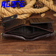 
AGOTG brand oil wax cowhide men's wallet short retro zipper anti-theft card clip rfid leather large capacity handbag brown