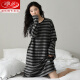 Langsha 2024 New Nightgown para mujeres en primavera y otoño dibujante de algodón puro algodón de algodón lindo de pijama de manga larga estilo de celebridades de celebridades de casas rayas de invierno W9764 camisón de manga larga l 90-110jin [Jin equivale a 0.5 kg]