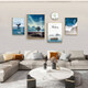 Mohu (mohu) living room decoration painting sofa background wall mural modern simple landscape landscape painting TV wall high-end new style hanging painting Haikuotian 15934 (including wall clock) Art crystal porcelain combination-black frame