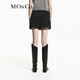 MO&Co. Cool low-waisted denim culottes with cargo pockets, A-line shorts, rock wash and belt, Moanco, denim black, M 27