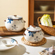 Sheli Molan Japanische Doppelohr -Keramik -Schmalz -Dosen für Haushaltöl und würzige Hot Pot Kitchen -Gewürzdosen mittelgroß 880 ml mit Deckel mit Löffel