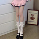Magic fog Japanese jk white lace Mary Jane hollow socks women's mid-calf ballet style ribbon lolita strap calf socks a51 ribbon calf socks-white one size