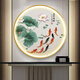 Paidan Xianmeng New Chinese Style Decorative Painting Round Luminous Painting Entry Hall Living Room Painting Landscape Painting Zen Tea Room Hanging Painting Ink Painting Spring Swallow Ink Bamboo - Aluminum Alloy Black Frame/Crystalline Porcelain Surface Diameter 50cm - No Light Style