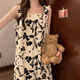 
Xushansi pajamas women's suspender ink painting with chest pad suspender nightgown for women's summer pajamas loose summer 9272 rose with chest pad M 160()