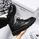 Oren Woodpecker Suit Leather Shoes Men's Spring British Style Business Suit Students Increased Casual Soft Sole Waterproof Black Big Toe Shoes Black 40