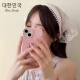 Summer Baotou Sunscreen Veil 2024 New Double-sided Triangle Scarf French Hairband Women's Lace Headdress F1315 MW White