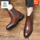 PARA PARA PARA COOLO DE CUERO DE COOLO DE PARA MENOR MENO BRITÁNICO British Inner Altura interna Aumento 6cm8 Estilo coreano Estilo coreano Trend Chelsea Short Short Boots New 9713 Brown 38
