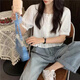 Suyoumi Summer New 2024 Camisa de manga corta de rufa Cúrcica de manga corta y cúrcuma de manga de hojaldre y manga dulce 701 M 95-105Jin [Jin equivale a 0,5 kg]