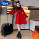 Disney girls winter dress 2023 new mid-to-large children fashionable super fairy red thick children's sweater princess skirt red sweater princess skirt thickened 120cm