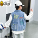 G.DUCKKIDS男童牛仔马甲春秋款2025新款儿童马夹背心中大童坎肩外套男孩衣服 蓝色(后背数字)单马甲 130 cm