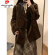 Chujing Maillard wears woolen plaid skirt 2025 autumn and winter new high-waisted slimming A-line mid-length skirt umbrella skirt coffee-colored plaid skirt-wool fabric XL