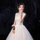 Main wedding dress 2024 new fashion Korean style bride wedding deep V floor-length large size slim wedding dress white XXL