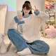 XiANGYAXIN CORALAL VELVET PYJAMAS für Frauen im Herbst und Winter verdickt und plüsch 2024 neues Modell plus Größe Fett MM Flanell Home Clothing Y6629 Khaki Bär L Größe 100-120jin [Jin gleich 0,5 kg]
