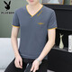 Playboy (Playboy) T-shirt à manches courtes pour hommes à manches courtes en V pur en forme de V Coton en V Finche à moitié à manches minces Sweat mince Sweat Black Qy693 M