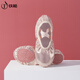 Iron Arrow Dance Shoes Girls Ballet Body Training Shoes Toddlers Lace-Free Chinese Dance Cat Claw Shoes Pink 25