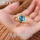 Zuoou women's high-end silk scarf button blue rhinestone bow knotted fixed button shirt streamer buckle small square scarf clip gold blue rhinestone